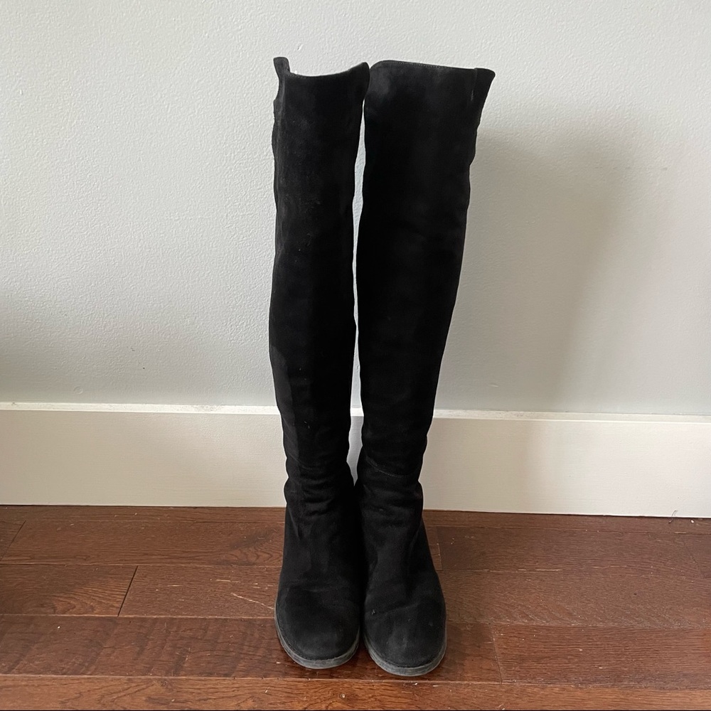 Stuart Weitzman 5050 black suede leather over the knee boots 6.5M